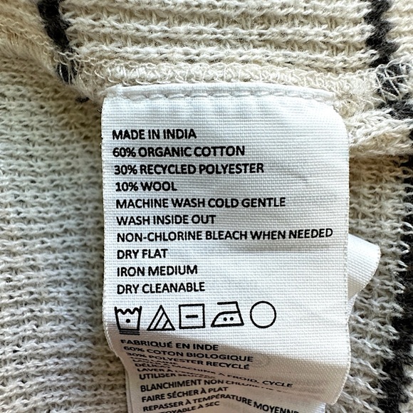 PRANA | NWOT MILANI HENLEY OATMEAL STRIPE COTTON & WOOL WAFFLE WEAVE | MEDIUM - Picture 10 of 11